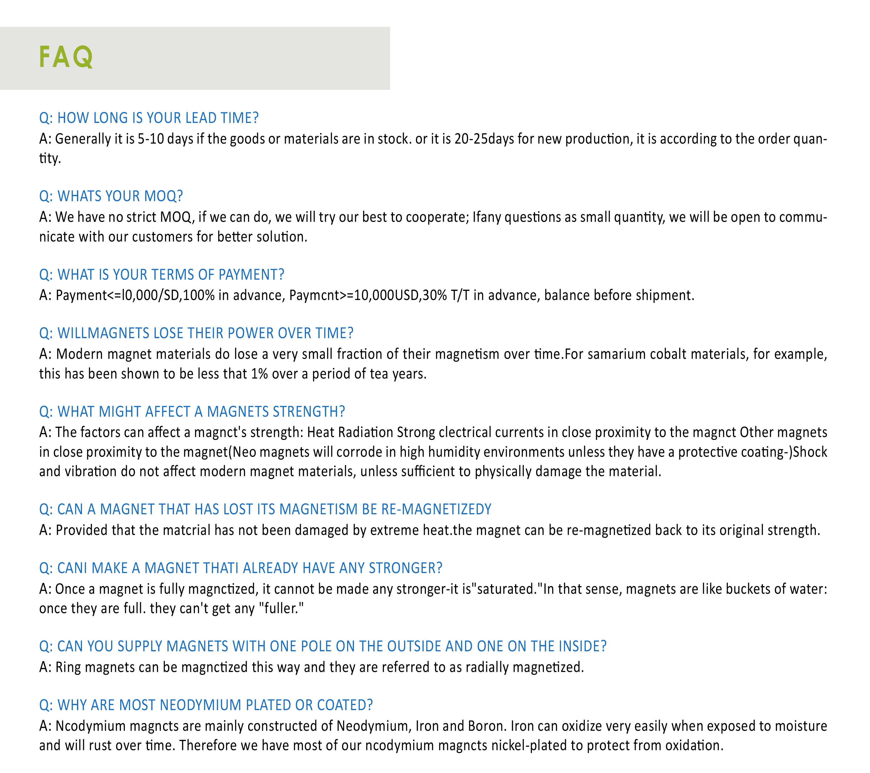 强稀土N35-N52永久钕块磁体-常见问题半岛综合体育官方登录
